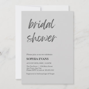 Modern Minimalist Light Grey Bridal Shower Invitation