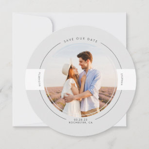 Modern Minimalist Light Grey Save the Date Photo