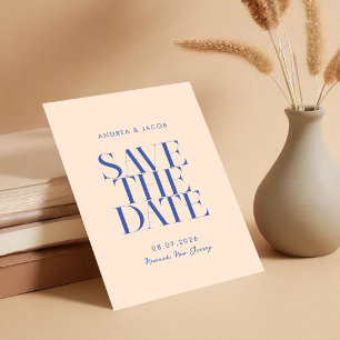 Modern Minimalist Light Peach Blue Chic Wedding Save The Date
