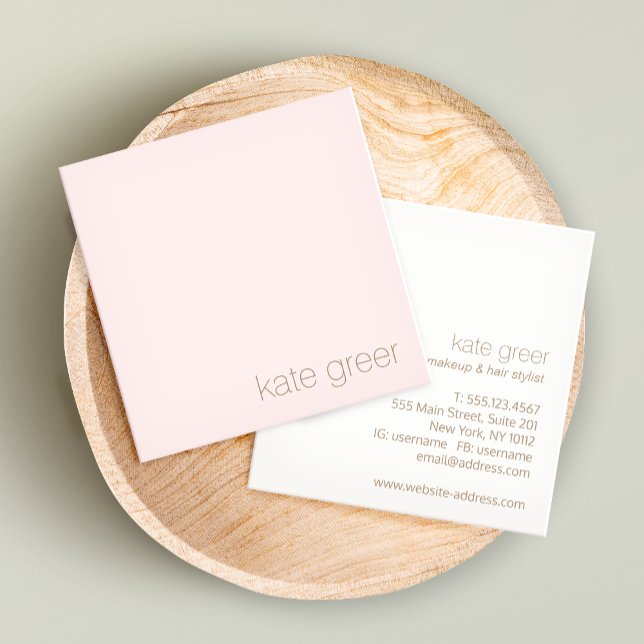 Modern Minimalist Light Pink Beauty Square Business Card (Creator Uploaded)