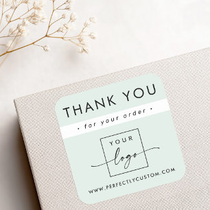 Modern minimalist light sea green business thanks square sticker