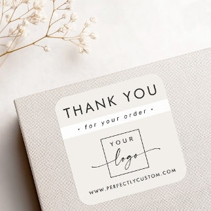 Modern minimalist light tan brown business thanks square sticker