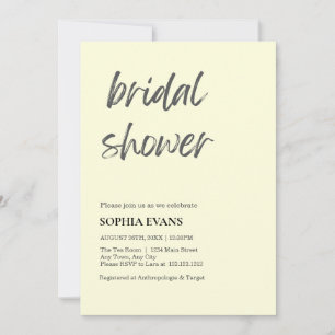 Modern Minimalist Light Yellow Bridal Shower Invitation