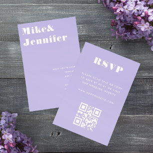 Modern Minimalist Lilac Lavender Qr Code RSVP Invitation