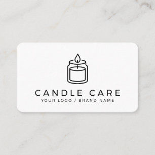 Modern Minimalist Line Art Candle Care Instruction Business Card