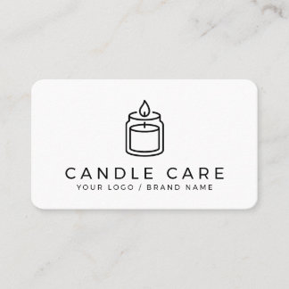 Modern Minimalist Line Art Candle Care Instruction Business Card