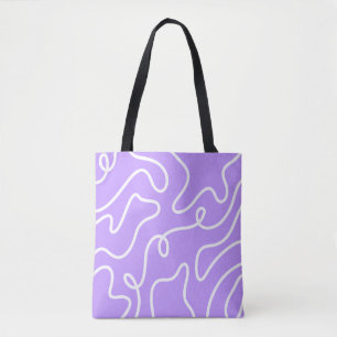 Modern Minimalist Line Art Lavender Purple Wavy Tote Bag