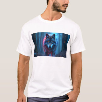 Modern Minimalist Line Art Wolf - Geometric Wild T-Shirt