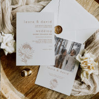 Modern Minimalist Line Drawn Protea Wedding