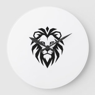 Modern Minimalist Lion Head Icon Large Clock