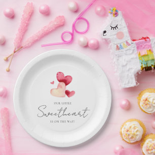 Modern Minimalist Little Sweetheart Baby Shower Paper Plate