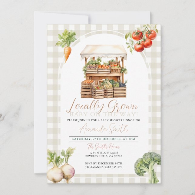Modern Minimalist Locally GrownBaby Shower  Invitation (Front)