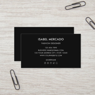 Modern Minimalist Logo Black & White Classy Business Card