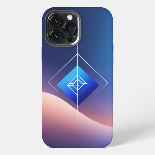 Modern Minimalist Logo - Blue Gradient iPhone Case (Back)