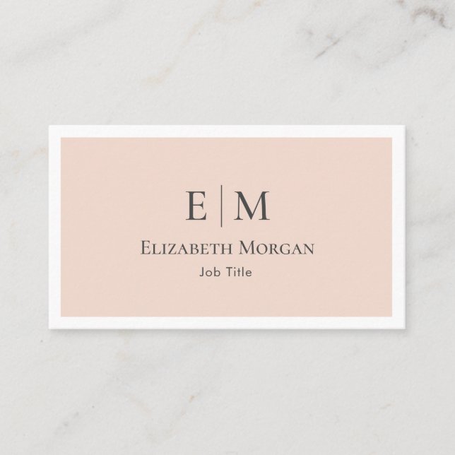 Modern Minimalist Logo Blush Pink Grey Simple Business Card (Front)
