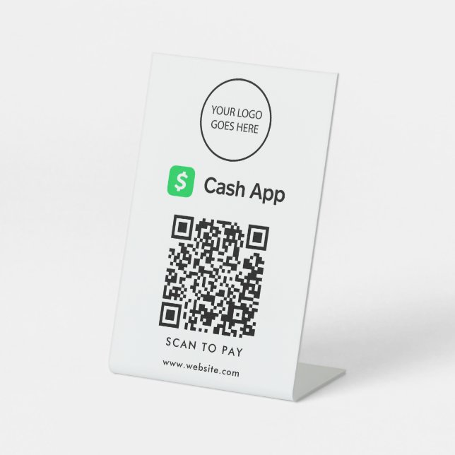 Modern Minimalist Logo Cash App Scan To Pay Pedestal Sign (Front)