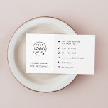 Modern Minimalist Logo | Custom Icons Social Media Business Card<br><div class="desc">A simple custom icon business template in a modern minimalist style on a clean white background with a semi-transparent soft grey panel. The versatile template can easily be updated with your company logo, graphic or photo, name, title, address, phone, mobile, email and social media usernames (for Instagram and Facebook). The...</div>