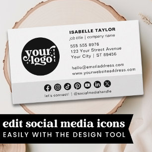 Modern Minimalist Logo Custom Social Media Icons Business Card