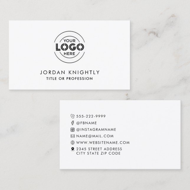Modern Minimalist Logo Icons Custom Business Card (Front/Back)