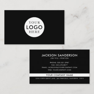 Modern Minimalist Logo Professional Black White Business Card