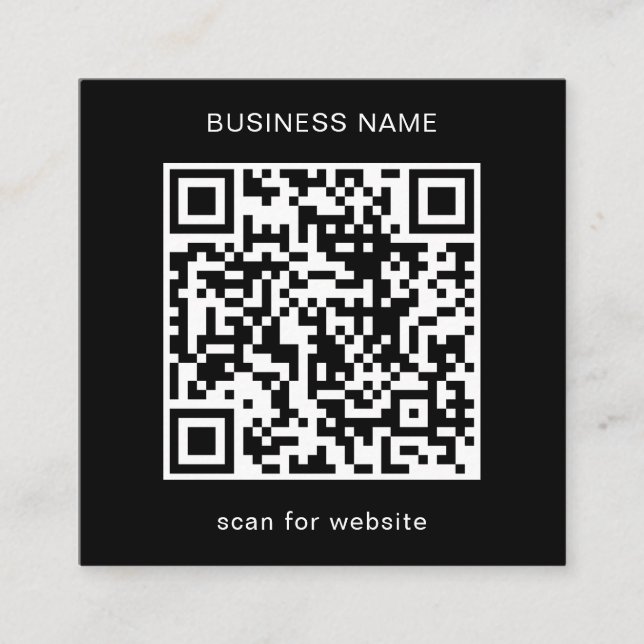 Modern Minimalist Logo Simple QR Code Black Square Business Card (Front)