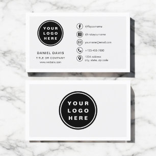 Modern Minimalist Logo with Social Media Icons Business Card