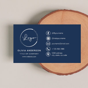 Modern Minimalist Logo with Social Media Icons Business Card