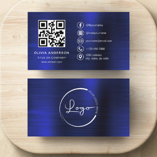 Modern Minimalist Logo with Social Media Icons Business Card