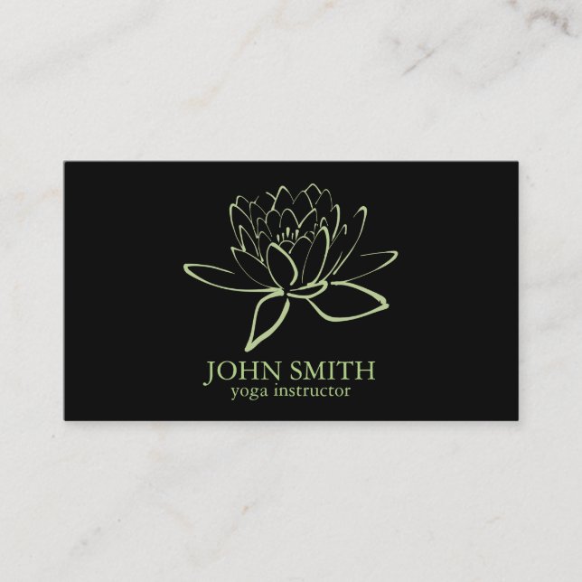 Modern Minimalist Lotus Yoga Instructor Business Card (Front)