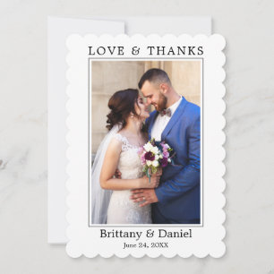 Modern Minimalist Love and Thanks Wedding Photo Thank You Card