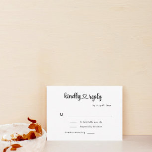 Modern Minimalist Love Heart Wedding RSVP Card