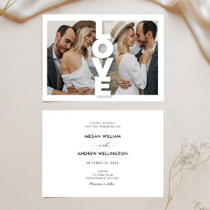 Modern Minimalist love photo collage wedding Invitation
