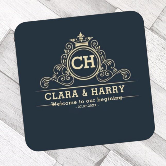Modern minimalist luxury champagne champagne gold square paper coaster (Creator Uploaded)