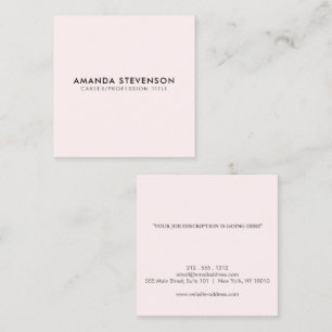 Modern Minimalist Luxury Light Pink/Black Square Business Card