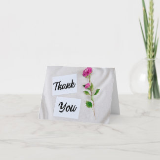 Modern Minimalist Magenta Floral Thank You Folded  Card