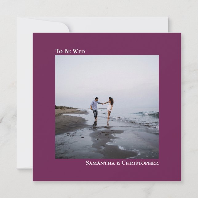 Modern Minimalist Magenta Square Photo Wedding Invitation (Front)