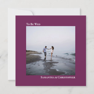 Modern Minimalist Magenta Square Photo Wedding Invitation