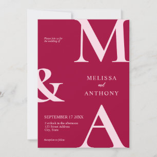 Modern Minimalist Magenta Wedding Invitation