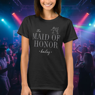 Modern Minimalist Maid Honor Script Bachelorette T-Shirt