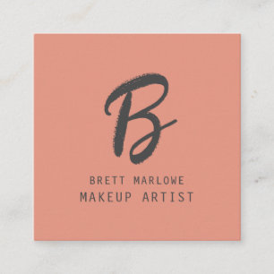 Modern Minimalist Makeup Artist Monogram Copper Square Business Card