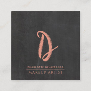 Modern Minimalist Makeup Artist Monogram Square Business Card