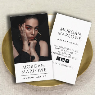 Modern Minimalist Makeup Artist Photo Business Card
