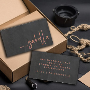 Modern Minimalist Makeup Artist Script Name Black Business Card