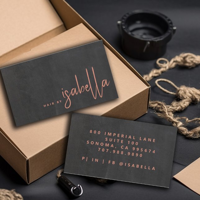 Modern Minimalist Makeup Artist Script Name Black Business Card (Creator Uploaded)