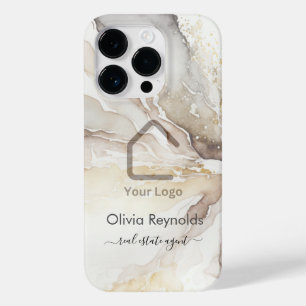 Modern Minimalist Marble Texture Overlay Logo Case-Mate iPhone 14 Pro Case