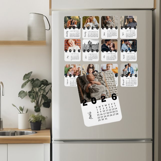 Modern Minimalist March 2026 Photo Calendar Magnet (Modern Minimalist March 2026 Photo Calendar Magnet)