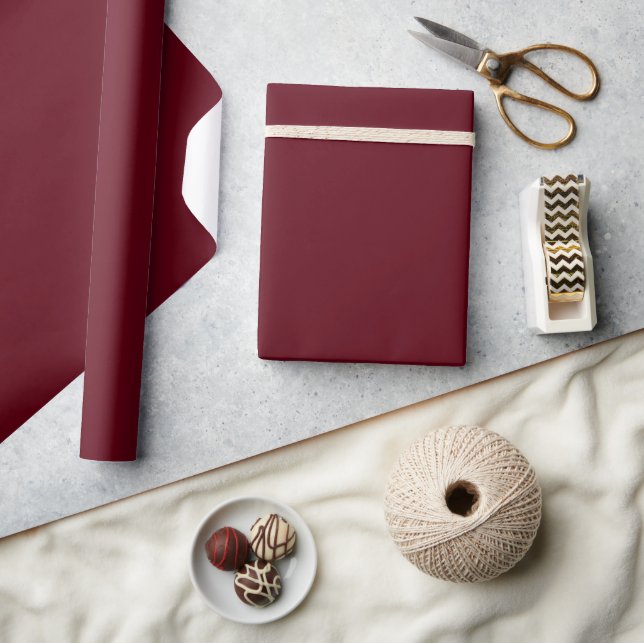 Modern Minimalist Maroon Burgundy Solid Colour Wrapping Paper (Crafts)