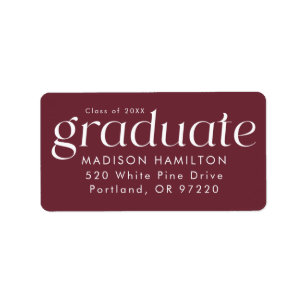 Modern Minimalist Maroon Graduation Return Address Label