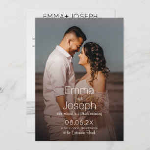 Modern Minimalist Married Photo Announcement Card