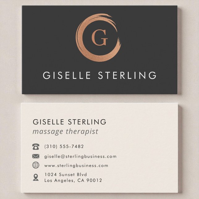 Modern Minimalist Massage Therapist Rose Gold Business Card (Creator Uploaded)